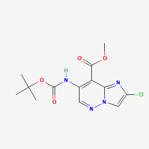 molecular formula C13H15ClN4O4 B14895568 Methyl 7-((tert-butoxycarbonyl)amino)-2-chloroimidazo[1,2-b]pyridazine-8-carboxylate 