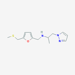 molecular formula C13H19N3OS B14895764 n-((5-((Methylthio)methyl)furan-2-yl)methyl)-1-(1h-pyrazol-1-yl)propan-2-amine 