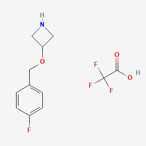 molecular formula C12H13F4NO3 B1489588 3-[(4-Fluorobenzyl)oxy]azetidine trifluoroacetate CAS No. 1443218-03-8