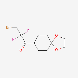 molecular formula C11H15BrF2O3 B14895884 3-Bromo-2,2-difluoro-1-(1,4-dioxaspiro[4.5]decan-8-yl)propan-1-one 