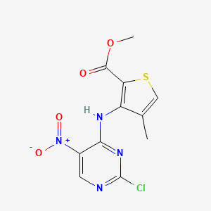 molecular formula C11H9ClN4O4S B14895915 Methyl 3-((2-chloro-5-nitropyrimidin-4-yl)amino)-4-methylthiophene-2-carboxylate 