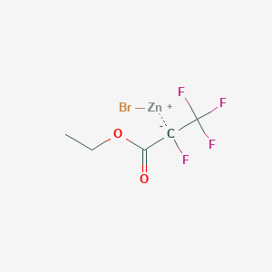 molecular formula C5H5BrF4O2Zn B14895917 1-Ethoxy-1-oxo-2,3,3,3-tetrafluoropropan-2-ylzinc bromide, 0.50 M in Ether 