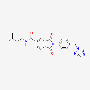 molecular formula C23H23N5O3 B14895999 2-(4-((1H-1,2,4-Triazol-1-yl)methyl)phenyl)-N-isopentyl-1,3-dioxoisoindoline-5-carboxamide 