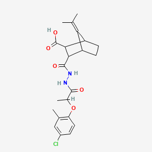 3-({2-[2-(4-Chloro-2-methylphenoxy)propanoyl]hydrazinyl}carbonyl)-7-(propan-2-ylidene)bicyclo[2.2.1]heptane-2-carboxylic acid