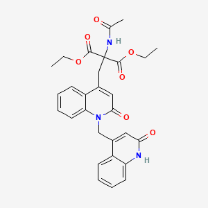 Diethyl 2-acetamido-2-((2-oxo-1-((2-oxo-1,2-dihydroquinolin-4-yl)methyl)-1,2-dihydroquinolin-4-yl)methyl)malonate