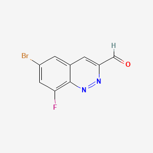 molecular formula C9H4BrFN2O B14896369 6-Bromo-8-fluorocinnoline-3-carbaldehyde 