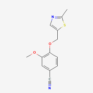 molecular formula C13H12N2O2S B14896454 3-Methoxy-4-((2-methylthiazol-5-yl)methoxy)benzonitrile 