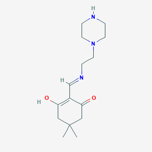 molecular formula C15H25N3O2 B1489648 5,5-Dimethyl-2-[(2-piperazin-1-yl-ethylamino)-methylene]-cyclohexane-1,3-dione CAS No. 299443-43-9