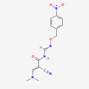 molecular formula C14H15N5O4 B1489649 2-cyano-3-(dimethylamino)-N-({[(4-nitrobenzyl)oxy]imino}methyl)acrylamide CAS No. 339103-83-2