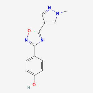 molecular formula C12H10N4O2 B1489661 4-[5-(1-甲基-1H-吡唑-4-基)-1,2,4-恶二唑-3-基]苯酚 CAS No. 1152513-70-6