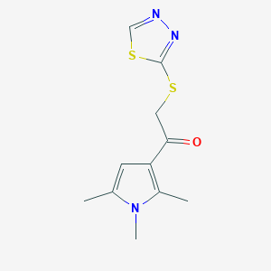 molecular formula C11H13N3OS2 B14896808 2-((1,3,4-Thiadiazol-2-yl)thio)-1-(1,2,5-trimethyl-1h-pyrrol-3-yl)ethan-1-one 