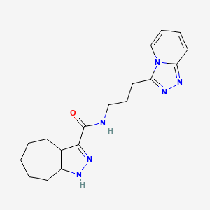 molecular formula C18H22N6O B14896870 N-(3-([1,2,4]triazolo[4,3-a]pyridin-3-yl)propyl)-1,4,5,6,7,8-hexahydrocyclohepta[c]pyrazole-3-carboxamide 