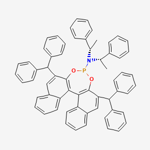 molecular formula C62H50NO2P B14896883 10,16-dibenzhydryl-N,N-bis[(1S)-1-phenylethyl]-12,14-dioxa-13-phosphapentacyclo[13.8.0.02,11.03,8.018,23]tricosa-1(15),2(11),3,5,7,9,16,18,20,22-decaen-13-amine 