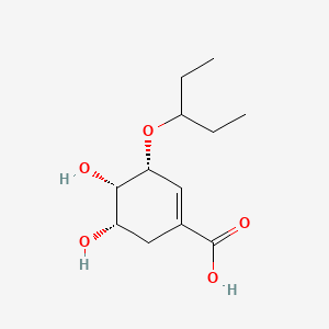 molecular formula C12H20O5 B14896966 (3R,4S,5S)-4,5-Dihydroxy-3-(pentan-3-yloxy)cyclohex-1-ene-1-carboxylic acid 