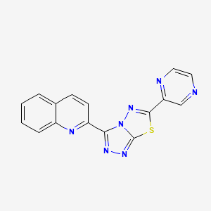 molecular formula C16H9N7S B14897040 2-[6-(Pyrazin-2-yl)[1,2,4]triazolo[3,4-b][1,3,4]thiadiazol-3-yl]quinoline 