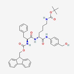 molecular formula C42H48N4O7 B14897047 tert-Butyl ((R)-5-((S)-2-((((9H-fluoren-9-yl)methoxy)carbonyl)amino)-3-phenylpropanamido)-6-((4-(hydroxymethyl)phenyl)amino)-6-oxohexyl)carbamate 