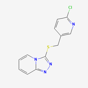 molecular formula C12H9ClN4S B14897196 3-(((6-Chloropyridin-3-yl)methyl)thio)-[1,2,4]triazolo[4,3-a]pyridine 