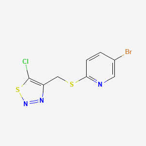 molecular formula C8H5BrClN3S2 B14897216 4-(((5-Bromopyridin-2-yl)thio)methyl)-5-chloro-1,2,3-thiadiazole 