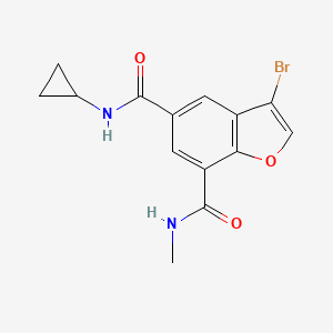 molecular formula C14H13BrN2O3 B14897254 3-Bromo-N5-cyclopropyl-N7-methylbenzofuran-5,7-dicarboxamide 