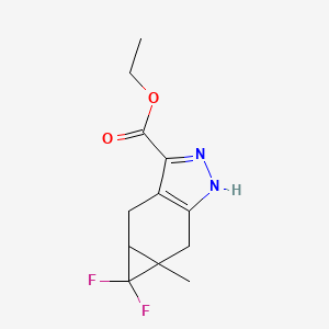 molecular formula C12H14F2N2O2 B14897421 Ethyl 5,5-difluoro-5a-methyl-1,4,4a,5,5a,6-hexahydrocyclopropa[f]indazole-3-carboxylate 