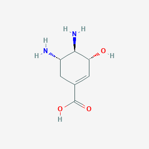 molecular formula C7H12N2O3 B14897429 (3R,4R,5S)-4,5-Diamino-3-hydroxycyclohex-1-ene-1-carboxylic acid 