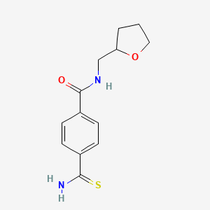 molecular formula C13H16N2O2S B14897594 4-Carbamothioyl-N-((tetrahydrofuran-2-yl)methyl)benzamide 