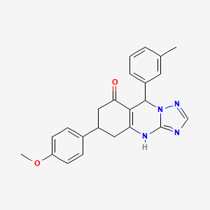 molecular formula C23H22N4O2 B14897657 6-(4-Methoxyphenyl)-9-(3-methylphenyl)-5,6,7,9-tetrahydro[1,2,4]triazolo[5,1-b]quinazolin-8-ol 