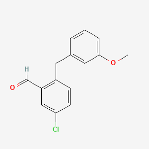 molecular formula C15H13ClO2 B14897659 5-Chloro-2-(3-methoxybenzyl)benzaldehyde 