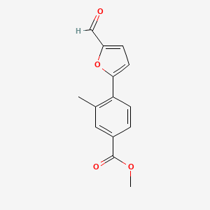 molecular formula C14H12O4 B14897737 Methyl 4-(5-formylfuran-2-yl)-3-methylbenzoate 