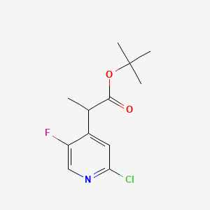 molecular formula C12H15ClFNO2 B14897823 tert-Butyl 2-(2-chloro-5-fluoropyridin-4-yl)propanoate 