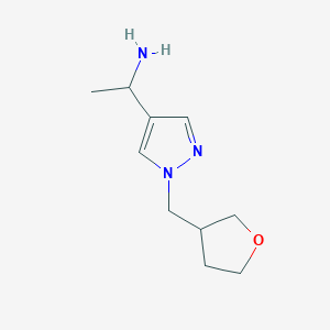 molecular formula C10H17N3O B1489788 1-{1-[(oxolan-3-yl)methyl]-1H-pyrazol-4-yl}ethan-1-amine CAS No. 1343972-10-0