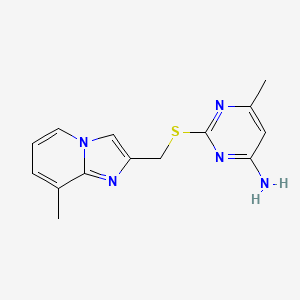 molecular formula C14H15N5S B14897923 6-Methyl-2-(((8-methylimidazo[1,2-a]pyridin-2-yl)methyl)thio)pyrimidin-4-amine 