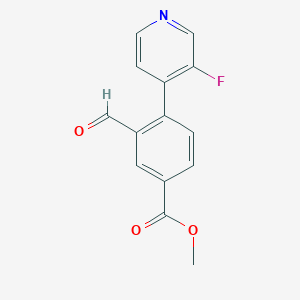 molecular formula C14H10FNO3 B14898194 Methyl 4-(3-fluoropyridin-4-yl)-3-formylbenzoate 