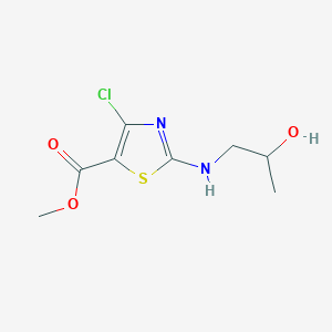 molecular formula C8H11ClN2O3S B14898279 Methyl 4-chloro-2-((2-hydroxypropyl)amino)thiazole-5-carboxylate 