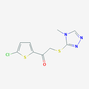 molecular formula C9H8ClN3OS2 B14898281 1-(5-Chlorothiophen-2-yl)-2-((4-methyl-4h-1,2,4-triazol-3-yl)thio)ethan-1-one 