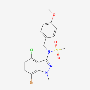 molecular formula C17H17BrClN3O3S B14898307 N-(7-Bromo-4-chloro-1-methyl-1H-indazol-3-yl)-N-(4-methoxybenzyl)methanesulfonamide 