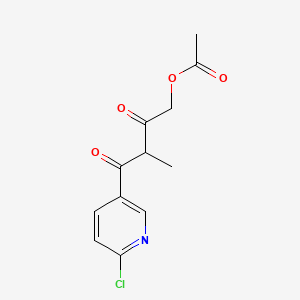 molecular formula C12H12ClNO4 B14898331 4-(6-Chloropyridin-3-yl)-3-methyl-2,4-dioxobutyl acetate 