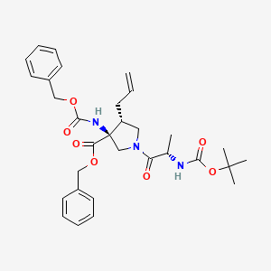 molecular formula C31H39N3O7 B14898467 Benzyl (3S,4R)-4-allyl-3-(((benzyloxy)carbonyl)amino)-1-((tert-butoxycarbonyl)-L-alanyl)pyrrolidine-3-carboxylate 