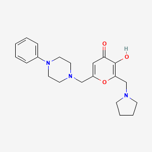 3-hydroxy-6-((4-phenylpiperazin-1-yl)methyl)-2-(pyrrolidin-1-ylmethyl)-4H-pyran-4-one