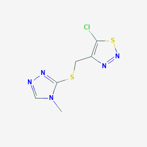 molecular formula C6H6ClN5S2 B14898595 5-Chloro-4-(((4-methyl-4h-1,2,4-triazol-3-yl)thio)methyl)-1,2,3-thiadiazole 