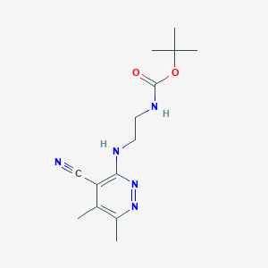 molecular formula C14H21N5O2 B14898617 Tert-butyl (2-((4-cyano-5,6-dimethylpyridazin-3-yl)amino)ethyl)carbamate 