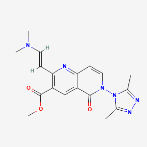 molecular formula C18H20N6O3 B1489863 methyl 2-[(E)-2-(dimethylamino)vinyl]-6-(3,5-dimethyl-4H-1,2,4-triazol-4-yl)-5-oxo-5,6-dihydro-1,6-naphthyridine-3-carboxylate CAS No. 1374510-86-7