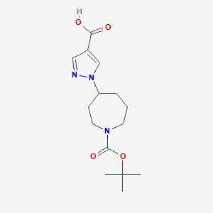molecular formula C15H23N3O4 B1489870 1-[1-(tert-butoxycarbonyl)azepan-4-yl]-1H-pyrazole-4-carboxylic acid CAS No. 1361113-64-5