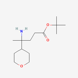 molecular formula C14H27NO3 B14898743 tert-Butyl 4-amino-4-(tetrahydro-2H-pyran-4-yl)pentanoate 