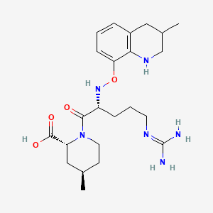 molecular formula C23H36N6O4 B14898828 (2R,4R)-4-Methyl-1-(((3-methyl-1,2,3,4-tetrahydroquinolin-8-yl)oxy)-D-arginyl)piperidine-2-carboxylic acid 