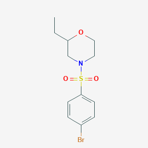 molecular formula C12H16BrNO3S B14898935 4-((4-Bromophenyl)sulfonyl)-2-ethylmorpholine 