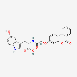 molecular formula C27H22N2O7 B14898975 3-(5-hydroxy-1H-indol-3-yl)-2-(2-((6-oxo-6H-benzo[c]chromen-3-yl)oxy)propanamido)propanoic acid 