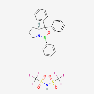 molecular formula C25H23BF6N2O5S2 B14899052 (3aS)-1,3,3-triphenyl-3a,4,5,6-tetrahydropyrrolo[1,2-c][1,3,2]oxazaborole;1,1,1-trifluoro-N-(trifluoromethylsulfonyl)methanesulfonamide 