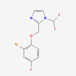 molecular formula C11H8BrF3N2O B14899074 2-((2-Bromo-4-fluorophenoxy)methyl)-1-(difluoromethyl)-1h-imidazole 