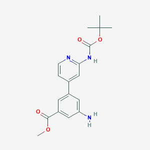 molecular formula C18H21N3O4 B14899207 Methyl 3-amino-5-(2-((tert-butoxycarbonyl)amino)pyridin-4-yl)benzoate 